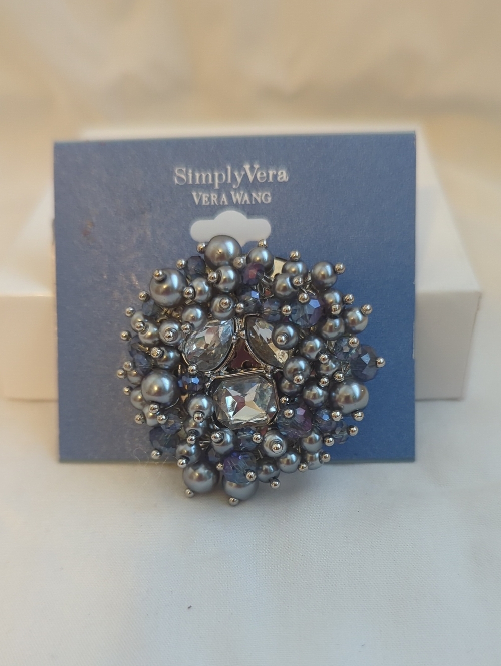 Simply Vera Vera Wang Silver Cluster Brooch with Clear Crystal Accents